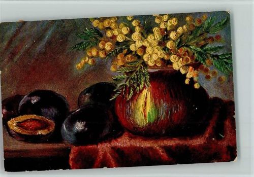1917 Kunstverlag Rehn & Linzen Serie 1855, Früchte, Blumenvase AK