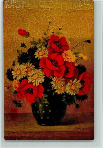 Nr. 1180 von Dietzel - Bunter Strauss - Blumenvase mit Mohnblumen AK
