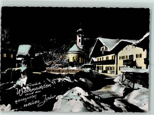 Farchant Weihnachts- und Neujahrskarte Kapelle Nacht Winter Ort lt. Absender