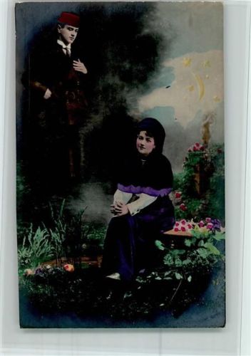 1922 Türkei - Frau sitzt am Grabe und denkt an ihren Mann AK