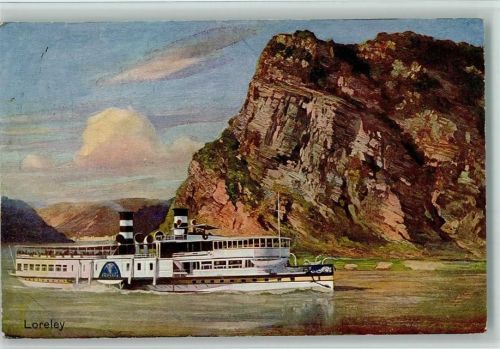 1922 Dampfer an der Loreley - Köln-Düsseldorfer Rheindampfschiffahrt