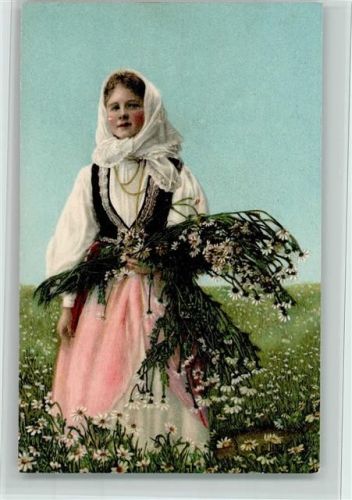 Mädchen sammelt Blumen, gute Erhaltung AK