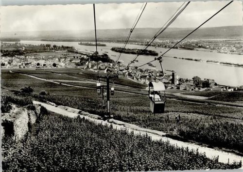 Rüdesheim 1961 Seilbahn zum Niederwalddenkmal AK