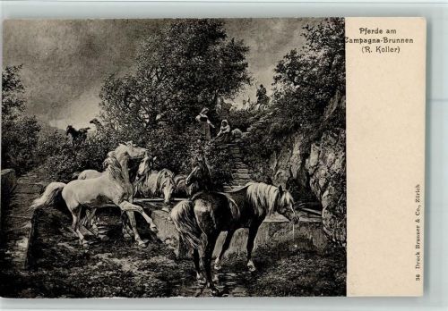 Nr. 36 Verlag Brunner & Co , Pferde am Campagna-Brunnen - , gute Erhaltung