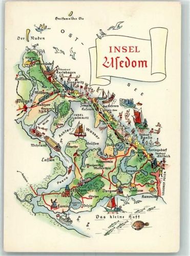 Seebad Ahlbeck Landkarte Insel Usedom Zeichnung A. Hoppe Leipzig
