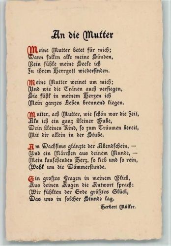 Nr. 2042 Verlag F. Wolter - An die Mutter - gute Erhaltung