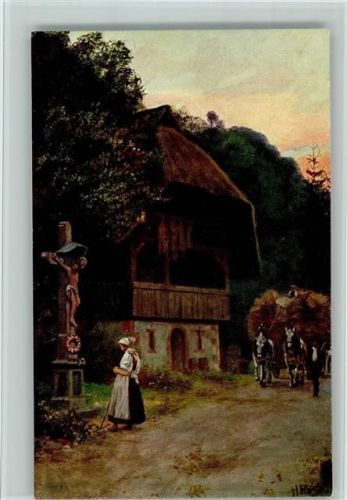 Verlag Edm. König 197, Heimkehr von der Ernte - Schwarzwaldserie II Blatt 12, gute Erhaltung