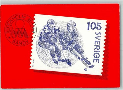 Stockholm 1979 Hockey - Briefmarke Bandy 1979 herausgegeben AK