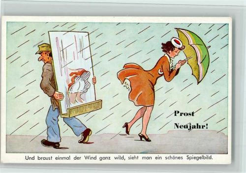 Serie Import 576 - Neujahr - Erotik, Spiegel und der Wind hebt den Rock , gute Erhaltung