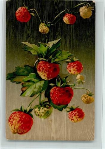 Erdbeeren AK Frucht, Gemüse Lithographie