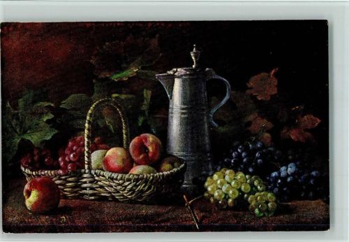 Stilleben - Früchte, Zinnkrug , Weintrauben, gute Erhaltung AK