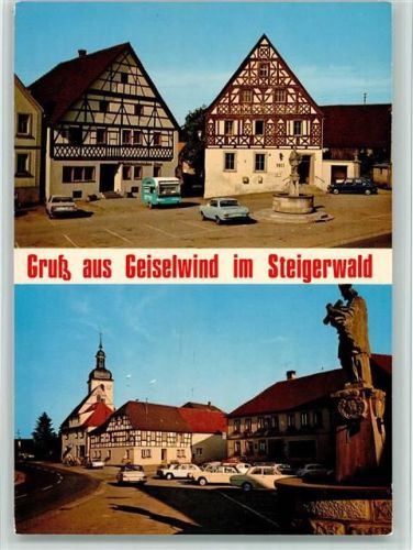 Geiselwind Gasthof Lamm Fachwerkhäuser Dorfbrunnen