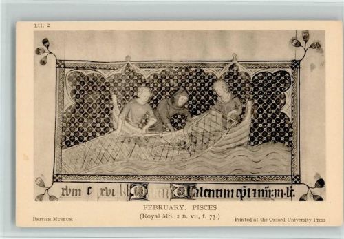 February - Pisces - British Museum , gute Erhaltung AK