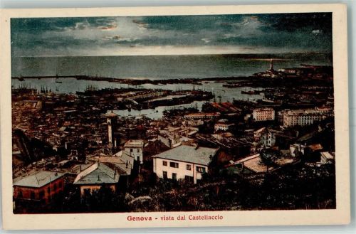 Genova Vista dal Castellaccio Hafen Abend