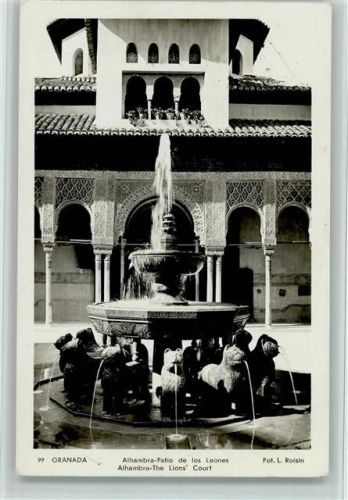 Granada 1949 - Alhambra Lions Court AK Brunnen
