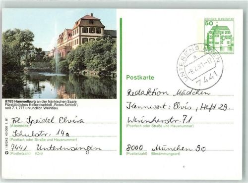 Hammelburg Ganzsache Kellereischloss