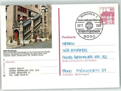 Nördlingen Ganzsache Rathaus Freitreppe