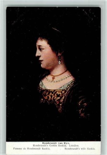 Rembrandt van Ryn - Gattin Saskia AK Gemälde