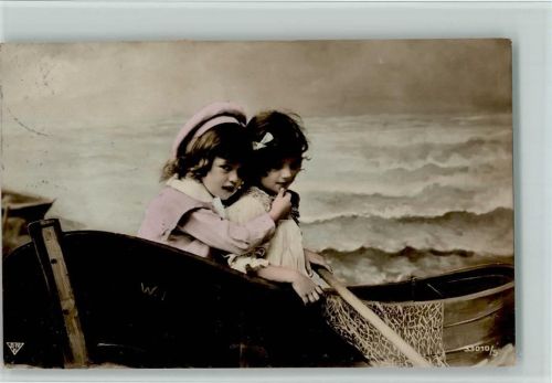 1913 Serie 33010-5 Kinder im Ruderboot, Fischernetz