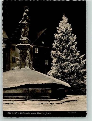 Landsberg Brunnen Tanne Winter Nachtaufnahme