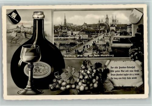 Würzburg 1960 Der Edle GFranken Rebensaft AK