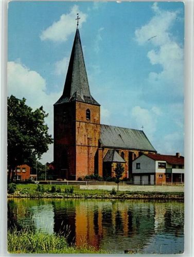 Steinbild Flussufer und Kirche