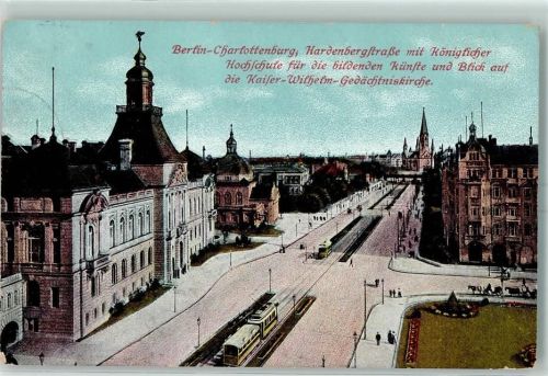 Charlottenburg 1912 Hardenbergstraße Kgl. Hochschule für bild. Künste Kaiser Wilhelm Gedächtniskirche Straßenbahn