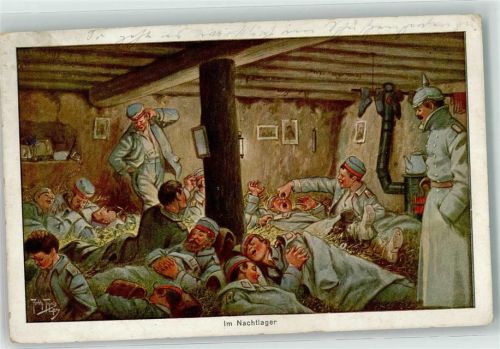 WK I Im Nachtlager Läuse AK Thiele, Arthur 1915