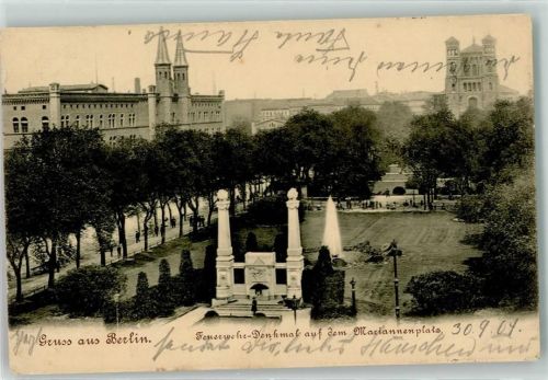 10115 W1000 Kreuzberg - Mariannen Platz Parkanlage Feuerwehr-Denkmal Krankenhaus Bethanien