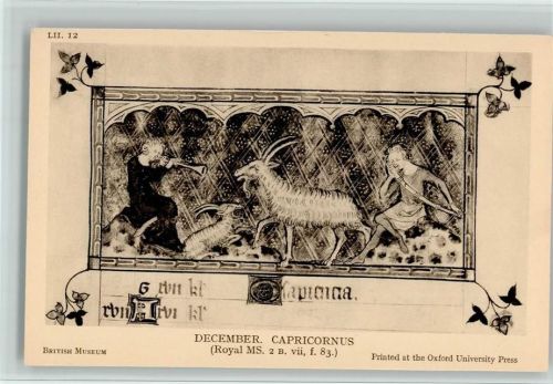 Dezember - Capricornus - British Museum , gute Erhaltung AK