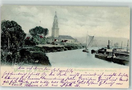 Potsdam 1899 Heiliggeistkirche von der Havelseite
