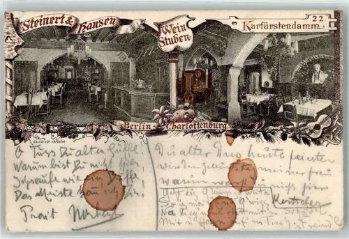 10115 W1000 Charlottenburg 1897 Gebrauchsspuren Weinstube Steinert & Hansen Tresen Gitarre