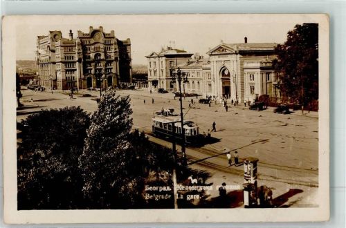 Beograd Bahnhof Straßenbahn Litfaßsäule Oldtimer