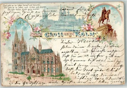 Köln Altstadt-Nord 103 1900 Lithographie Dom Denkmal Friedrich Wilhelm III.