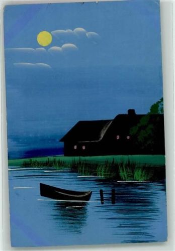 handgemalt MMB Serie 429 Mondschein Wohnhaus
