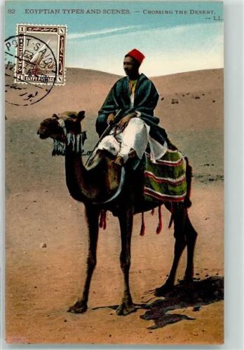Port Said 1922 Ägyptische Type und Szene Crossing the Desert Ort lt. Stempel