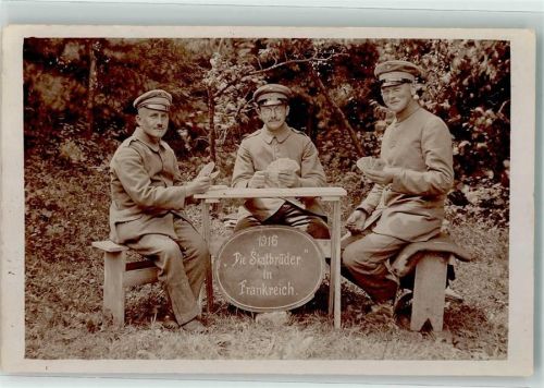1916 Soldatenleben WK I Skatbrüder in Frankreich