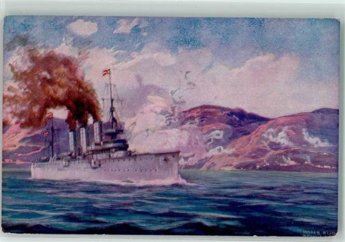 Österr. Panzerkreuzer beschießt Antivari sign. Hans Rudolf Schulze Spende Marinefonds