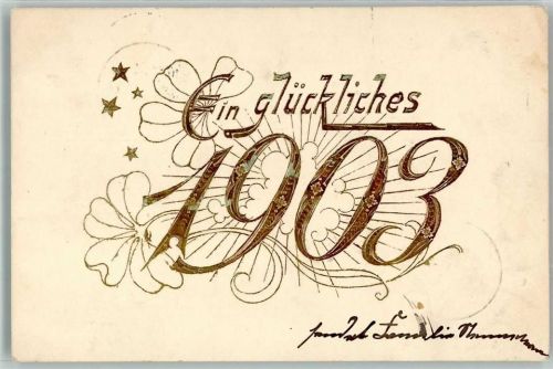 Sterne Blumen Glimmer Jahreszahl 1903 Prägedruck