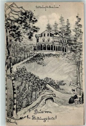 W6000 Frankfurt am Main Erholungsheim Philatelie Stempel Verein der Post- und Telegraphenbeamtinnen Post 1908 Künstlerkarte