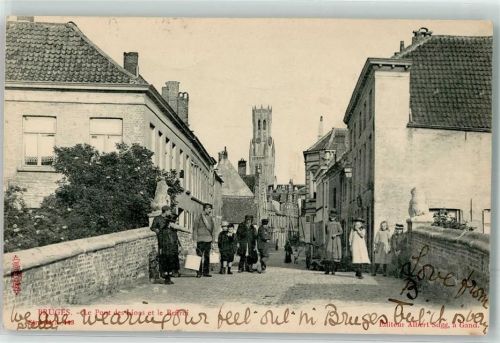 Bruges 1904 le Pont des Lions et le Beffroi