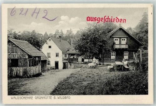 75323 W7547 Bad Wildbad im Schwarzwald Gebrauchsspuren Waldgasthaus Grünhütte