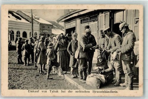 Winter Einkauf von Tabak bei der serbischen Straßenhändlerin