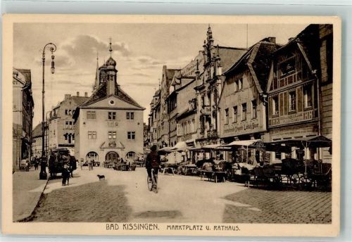 97688 W8730 Bad Kissingen - Marktplatz Marktszene mit Altem Rathaus Fahrrad Verlag Louis Glaser 12100