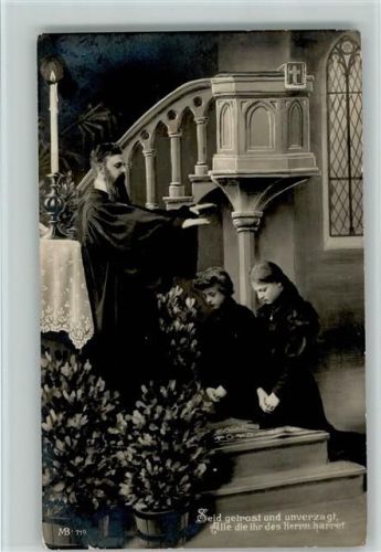 Der Segen wird erteilt - Kirche , gute Erhaltung Konfirmation Foto AK