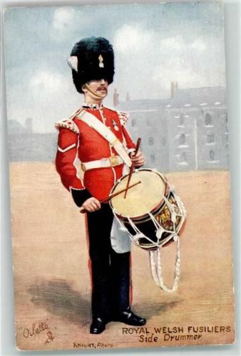 Royal Welsh Fusiliers Side Drummer Uniform sign.Knight Tucks Oilette Nr.9162