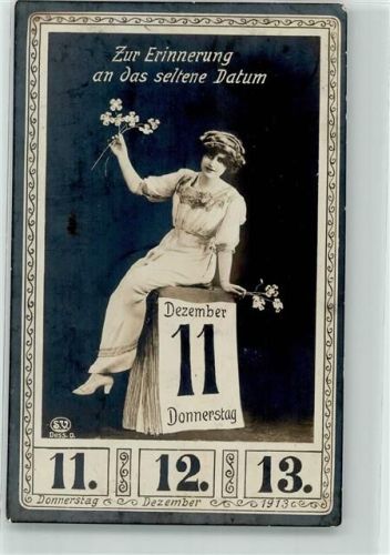 1913 11.12.13 + Stempel Hainichen Frauenschönheit Kalender