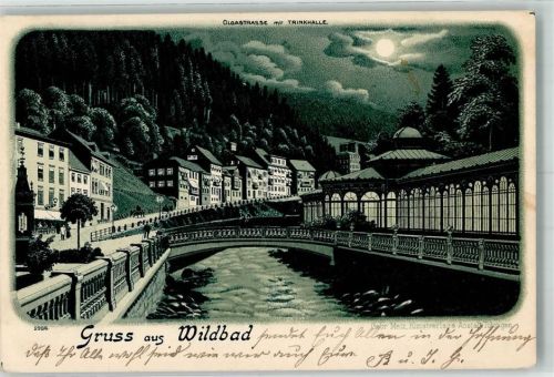 Bad Wildbad 1900 Olgastrasse Trinkhalle Mondschein