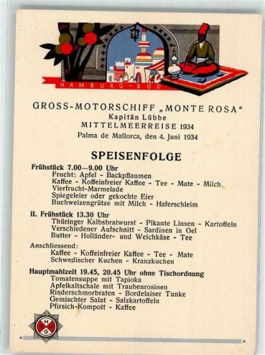 Dampfer Monte Rosa Mittelmeerreise 1934 Palma de Mallorca 4. Juni