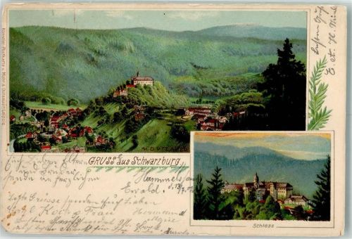 07427 O6825 Schwarzburg 1902 Gebrauchsspuren Schloss Lithographie